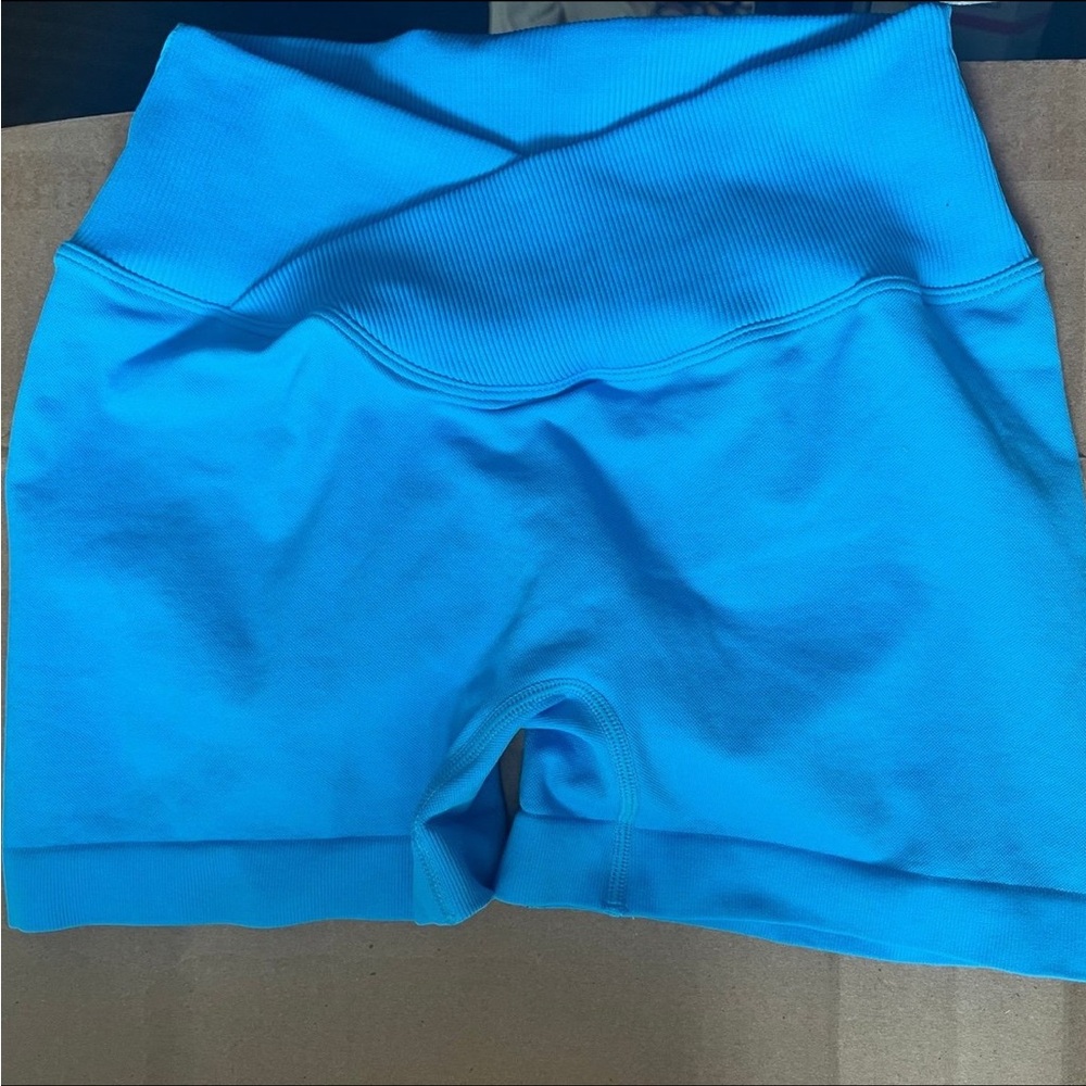 PcheeBum Royal Blue V Front Criss Cross Band Sculpt Scrunch Athletic Shorts